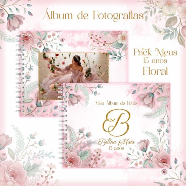 encadernacao 15 anos debutante floral arquivo digital papelaria 1