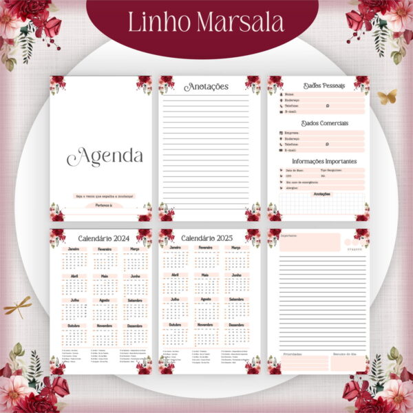 Encadernação 2024 Linho Marsala - Arquivo Digital, - Imagem 2