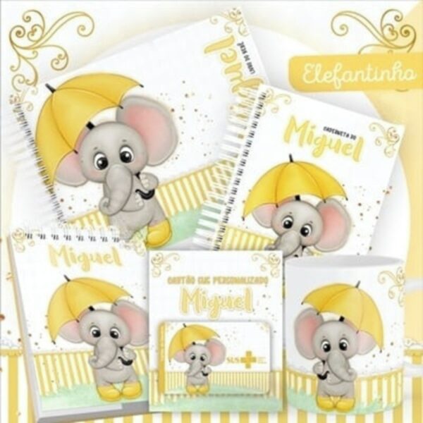 encadernacao bebe elefantinho amarelo arquivo digital agenda