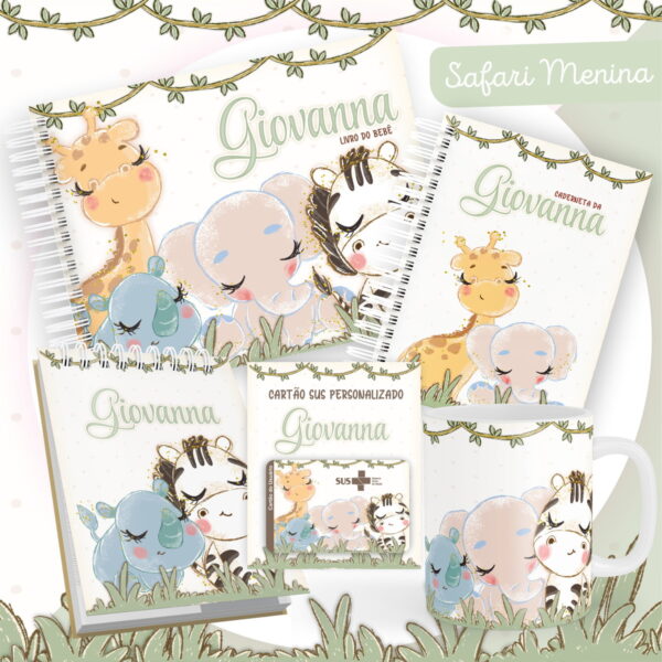 encadernacao bebe safari menina arquivo digital papel e scrapbook
