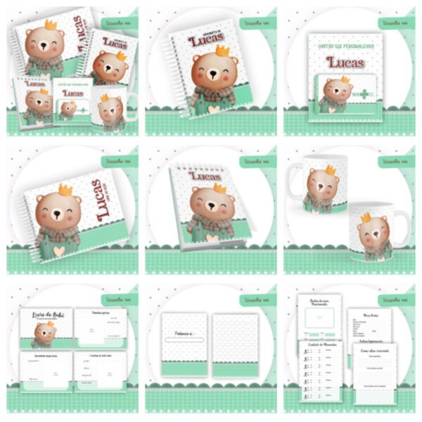 encadernacao bebe ursinho rei arquivo digital registro informacoes do bebe
