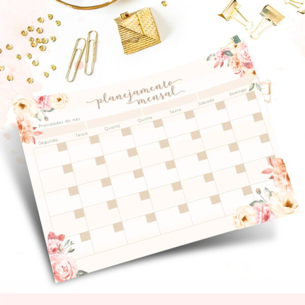 Encadernação Digital Desk Planner Floral - Imagem 2