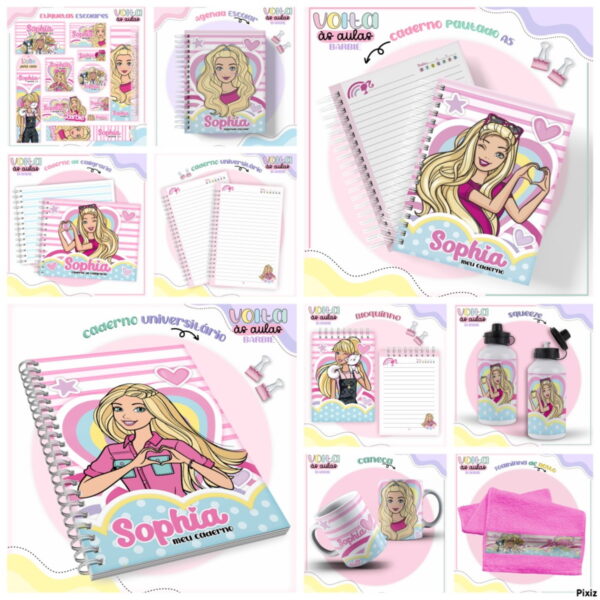 Encadernação Escolar Barbie - Arquivo Digital - Imagem 3