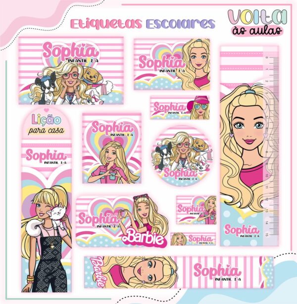 Encadernação Escolar Barbie - Arquivo Digital - Imagem 2