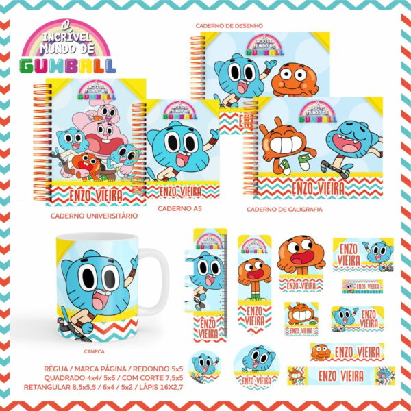 encadernacao escolar gumball arquivo digital cadernos escolar