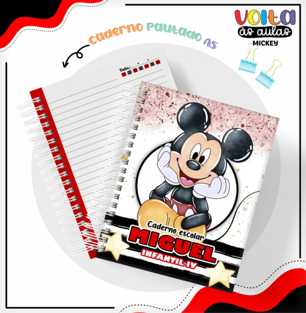 encadernacao escolar mickey arquivo digital caderno princesas