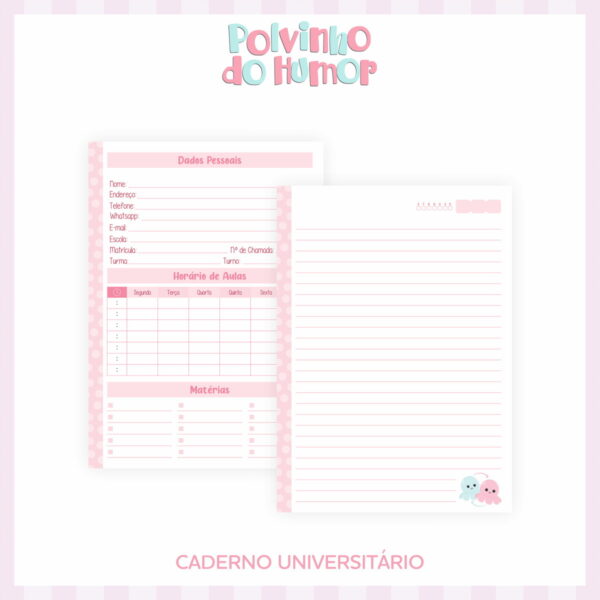 Encadernação Escolar Polvo do Humor Menina - Arquivo Digital - Imagem 4