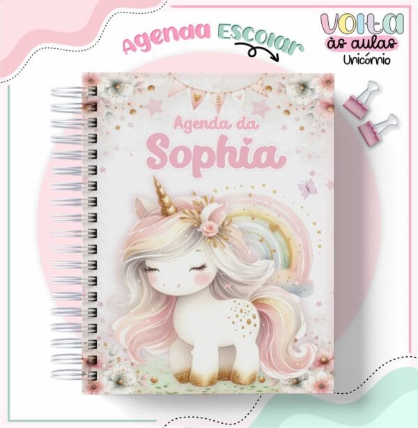 encadernacao escolar unicornio arquivo digital pack escolar