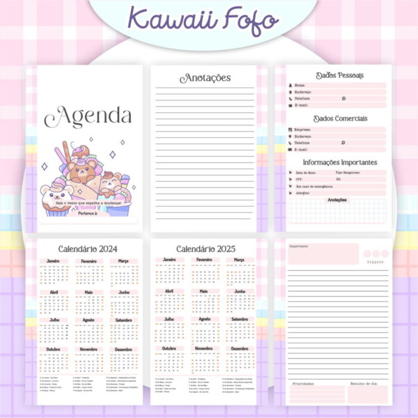Encadernação Kawaii Fofo - Arquivo Digital - Imagem 3