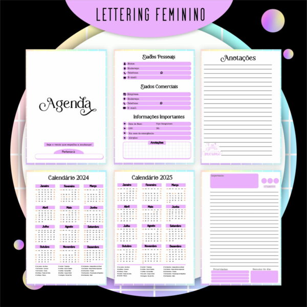 Encadernação Lettering Feminina - Arquivo Digital - Imagem 2