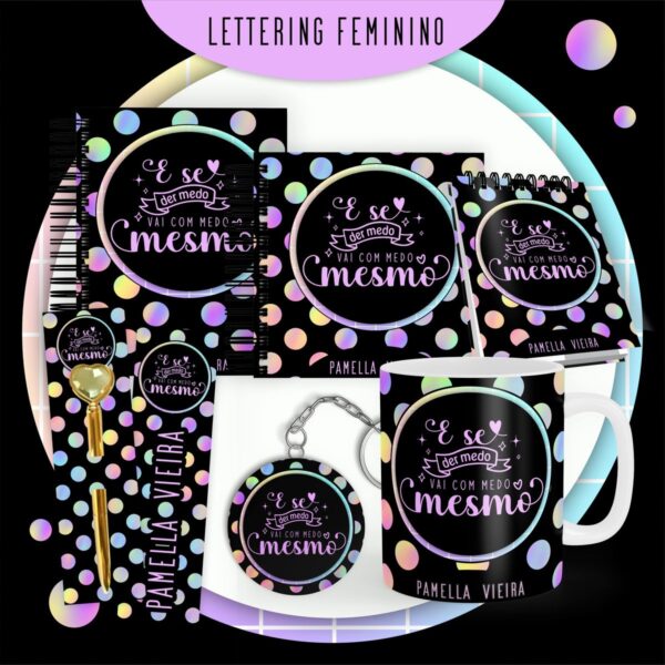 encadernacao lettering feminina arquivo digital personalizacao