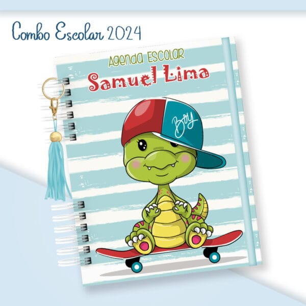 escolar menino dino skate arquivo digital kit escolar cadernos