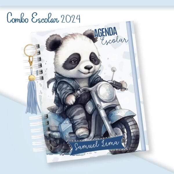 escolar menino panda moto arquivo digital enbcadernacao