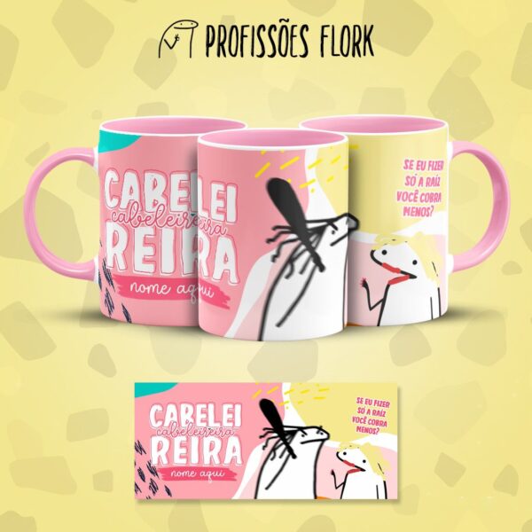 Estampa Caneca Cabeleireira Profissões Flork em Jpg