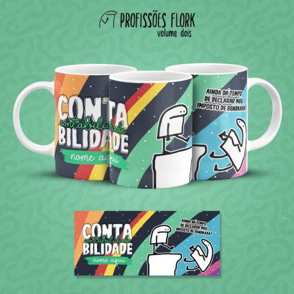 Estampa Caneca Contabilidade Profissões Flork em Jpg