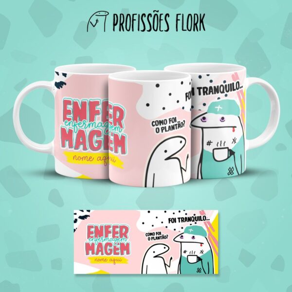 Estampa Caneca Enfermagem Profissões Flork em Jpg
