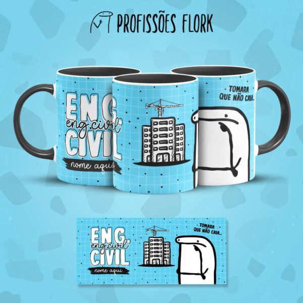 Estampa Caneca Engenharia Civil Profissões Flork em Jpg