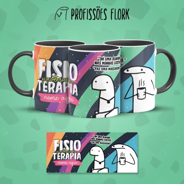 Estampa Caneca Fisioterapia Profissões Flork em Jpg