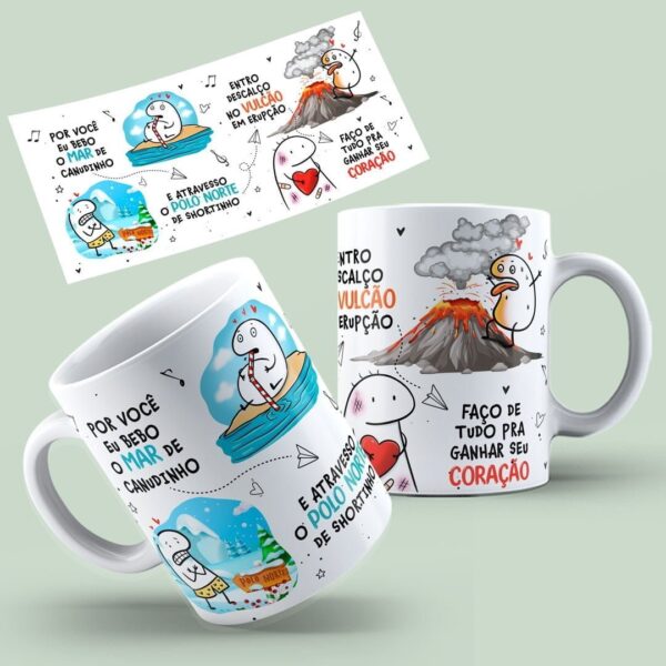 Estampa Caneca Flokr Canudinho Por Você Eu Bebo O Mar