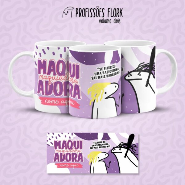 Estampa Caneca Maquiadora Profissões Flork em Jpg