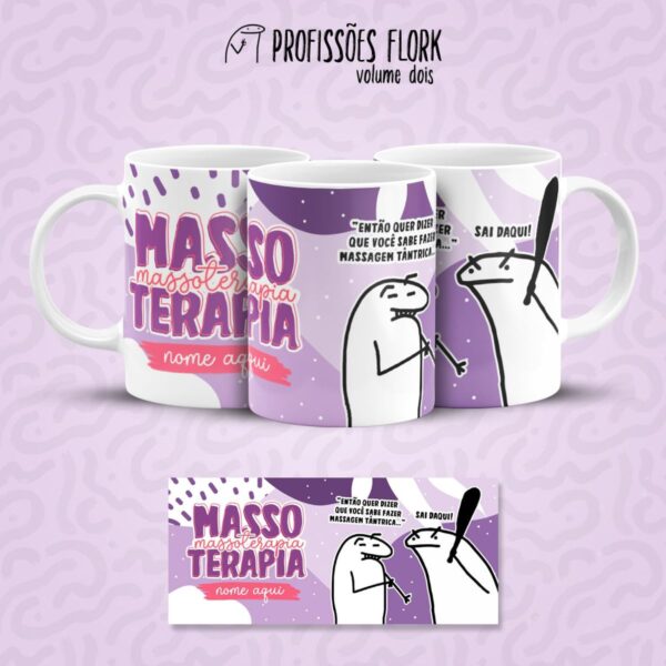 Estampa Caneca Massoterapia Profissões Flork em Jpg
