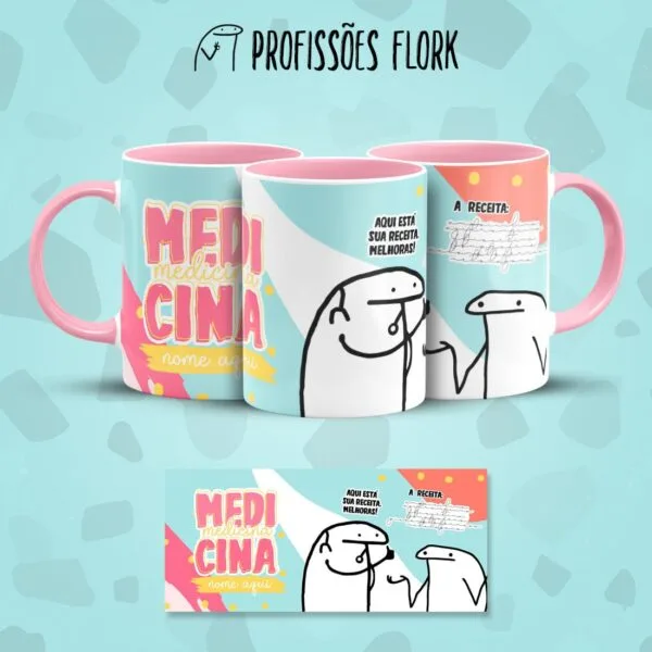 Estampa Caneca Medicina Profissões Flork em Jpg