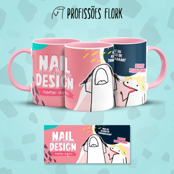 Estampa Caneca Nail Design Profissões Flork em Jpg