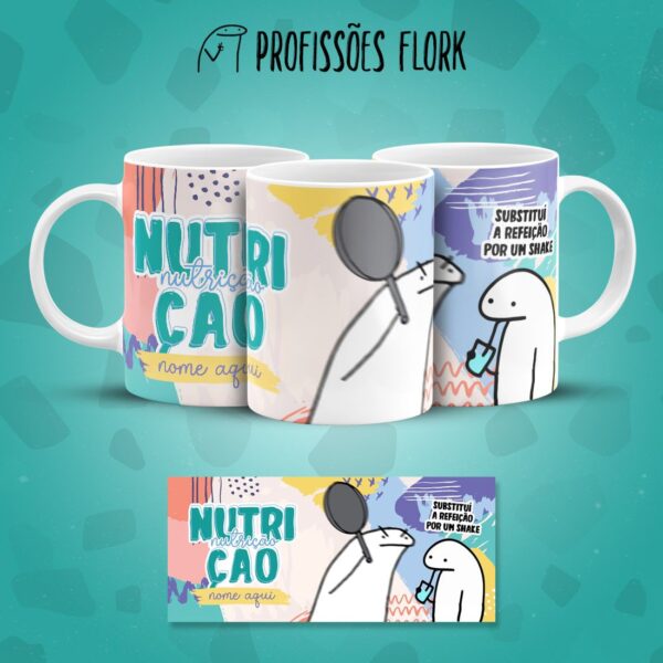 Estampa Caneca Nutrição Profissões Flork em Jpg