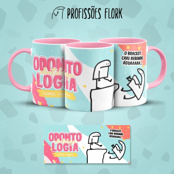 Estampa Caneca Odontologia Profissões Flork em Jpg