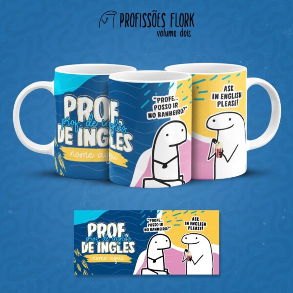 Estampa Caneca Prof. de Inglês Profissões Flork em Jpg