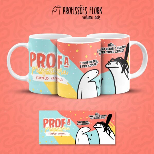 Estampa Caneca Professor(a) Profissões Flork em Jpg
