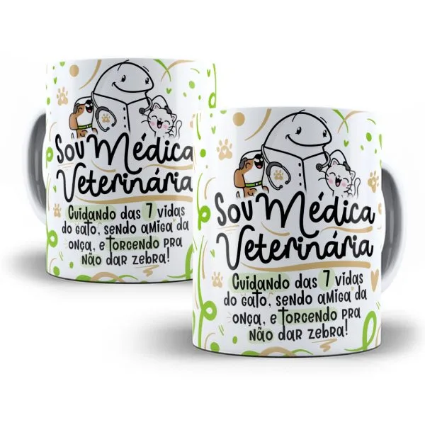 Estampa Caneca Profissão Médico(a) Veterinário(a) Flork Png