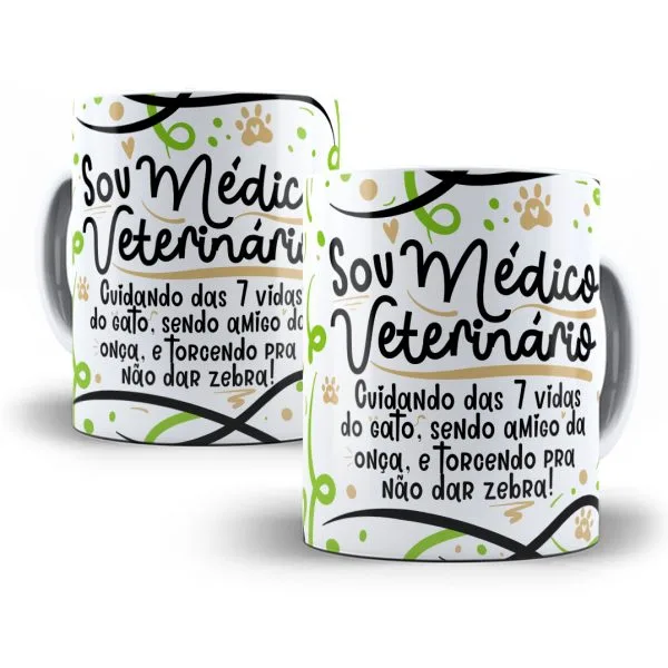 Estampa Caneca Profissão Médico(a) Veterinário(a) Flork Png