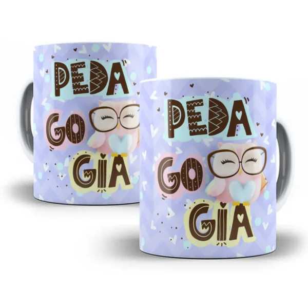 Estampa Caneca Profissão Pedagogia Educacional Com Coruja