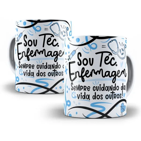 Estampa Caneca Profissão Téc. Enfermagem Flork Frases Em Png