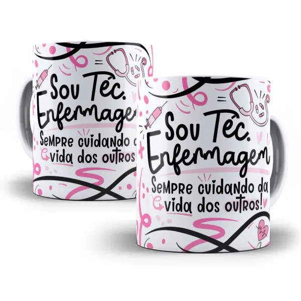 Estampa Caneca Profissão Téc. Enfermagem Flork Frases Em Png