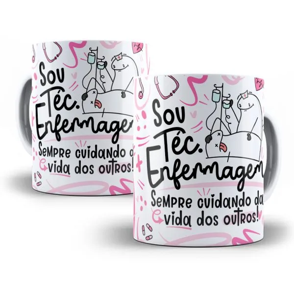 Estampa Caneca Profissão Téc. Enfermagem Flork Frases Em Png
