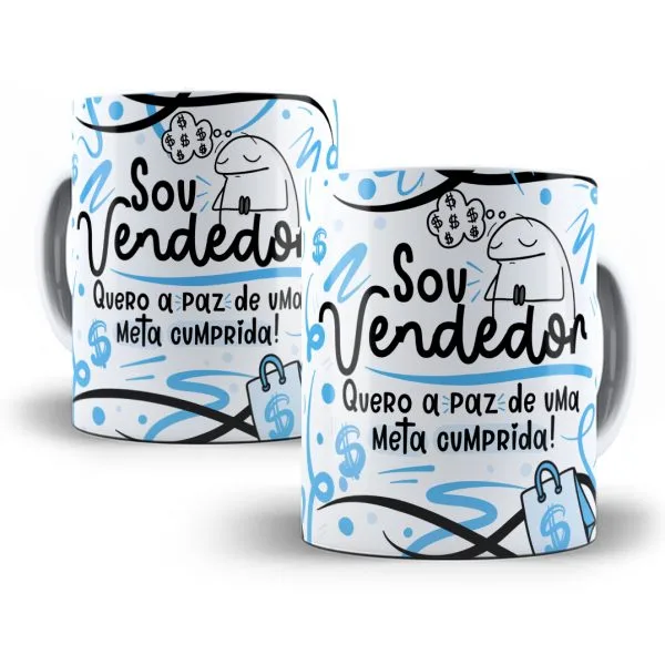 Estampa Caneca Profissão Vendedor(a) Flork Frases Em Png