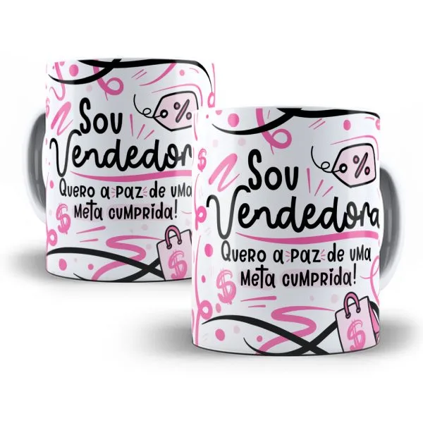 Estampa Caneca Profissão Vendedor(a) Flork Frases Em Png