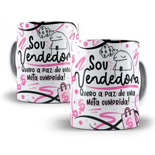 Estampa Caneca Profissão Vendedor(a) Flork Frases Em Png