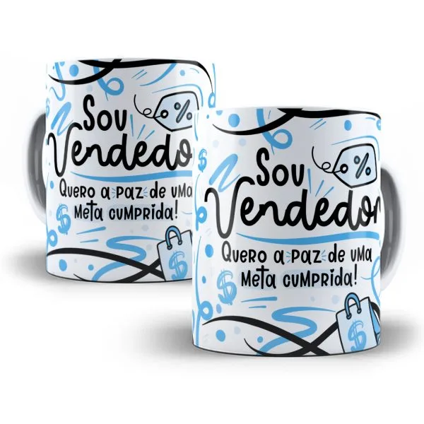 Estampa Caneca Profissão Vendedor(a) Flork Frases Em Png