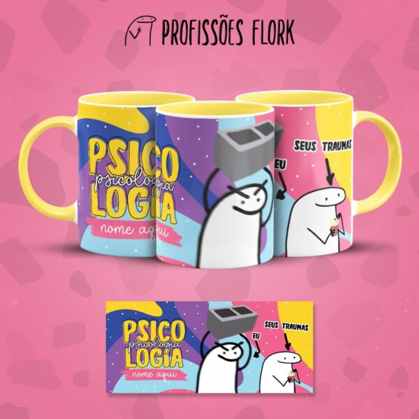 Estampa Caneca Psicologia Profissões Flork em Jpg