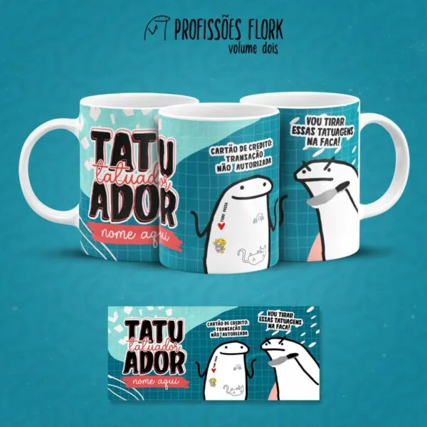 Estampa Caneca Tatuador Profissões Flork em Jpg
