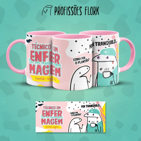 Estampa Caneca Técnico Enfermagem Profissões Flork em Jpg