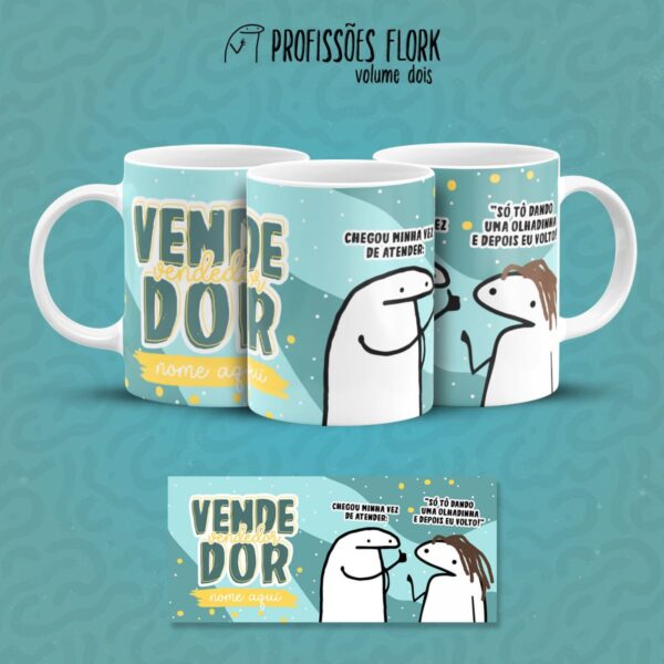 Estampa Caneca Vendedor(a) Profissões Flork em Jpg