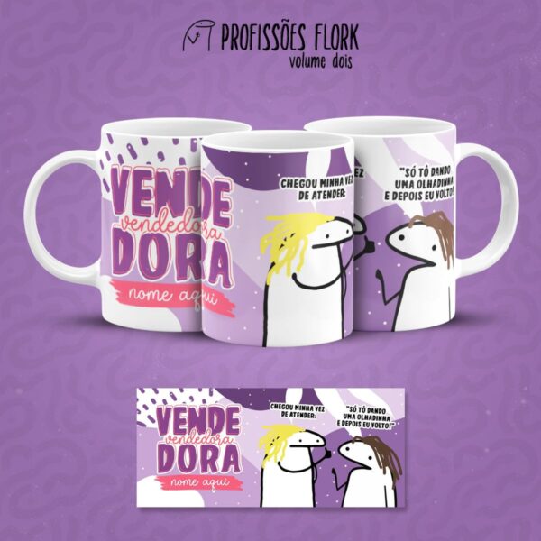 Estampa Caneca Vendedor(a) Profissões Flork em Jpg