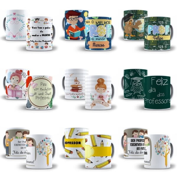 Estampas Caneca Dia Dos Professores 45 Artes Editáveis Corel