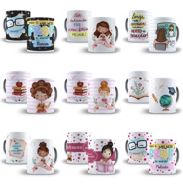 Estampas Caneca Dia Dos Professores 45 Artes Editáveis Corel