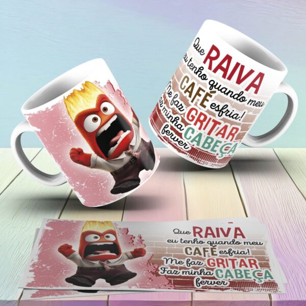 Estampas Caneca Divertida Mente 2 Ansiedade Medo Tédio Raiva