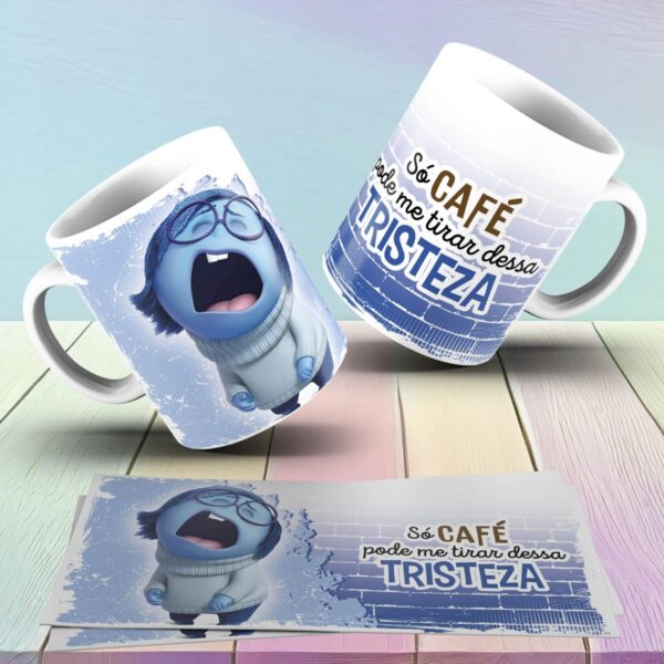 Estampas Caneca Divertida Mente 2 Ansiedade Medo Tédio Raiva